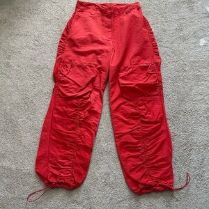 Red Cargo Parachute Pants